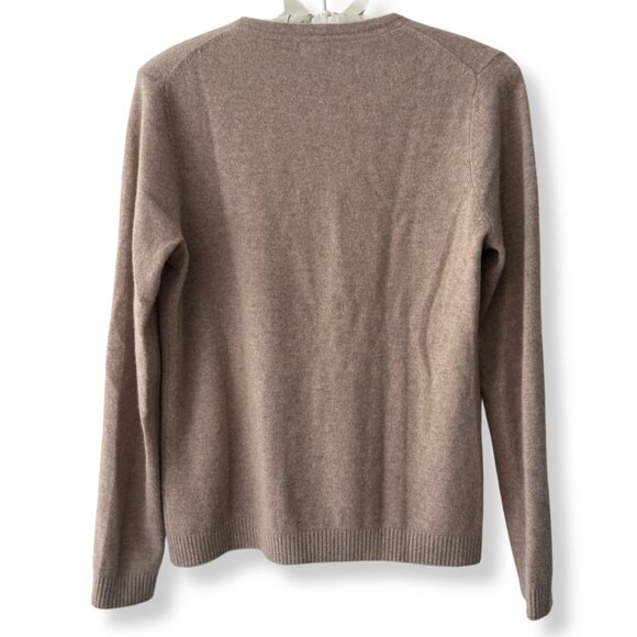 🤎 L.L. Bean Women's Classic 100% Cashmere Crewneck Sweater Beige | Size M - Picture 6 of 9